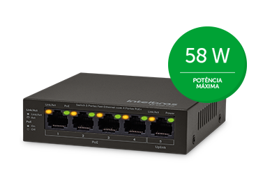 04 switch sf 500 poe 5 portas intelbras